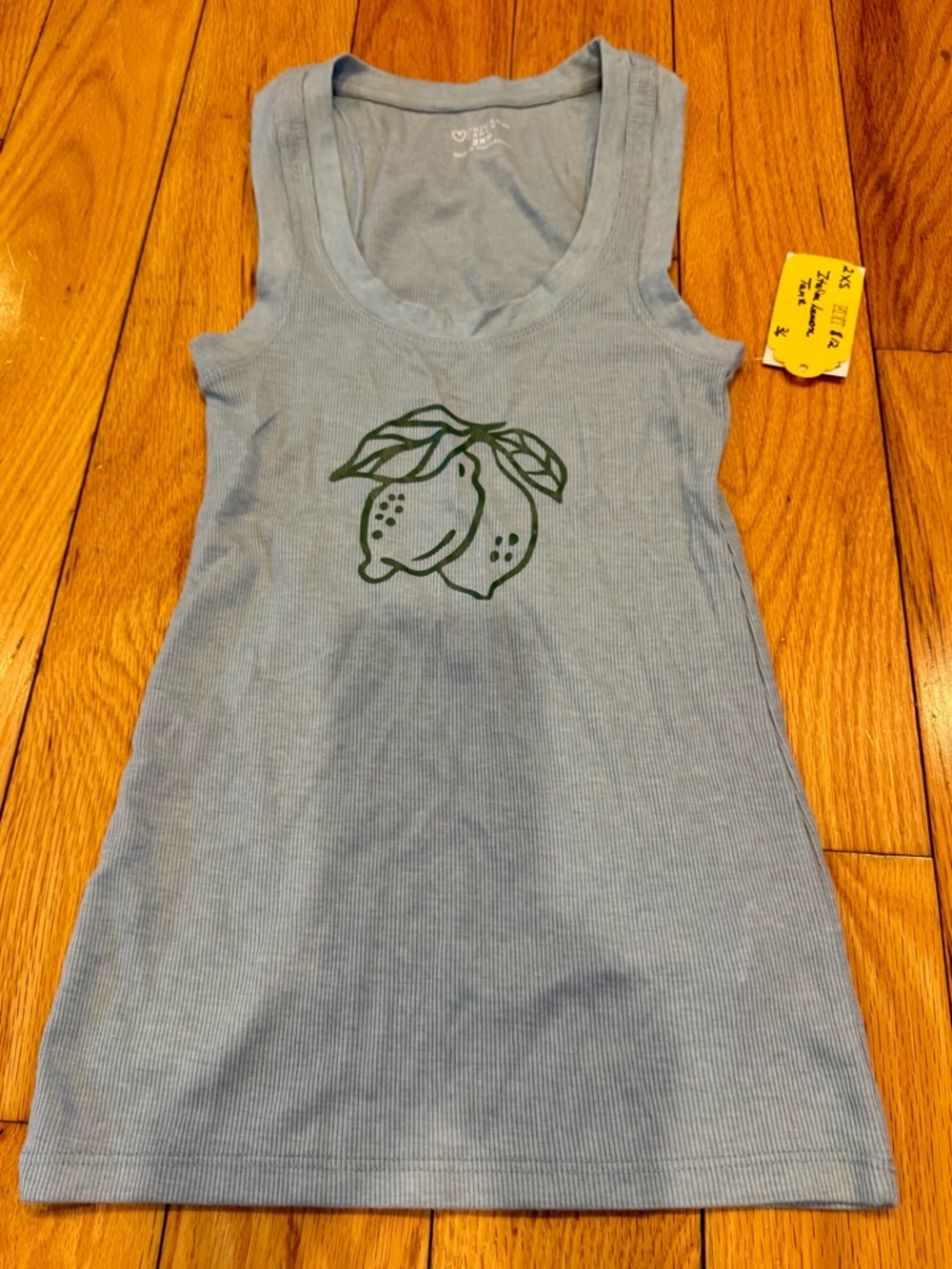 Light Blue Ribbed Tank with Lemon Italia Graphic